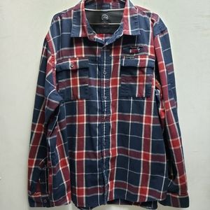 Wrangler ATG All Terrain Gear mens XXL blue/red plaid flannel shirt outdoor gear